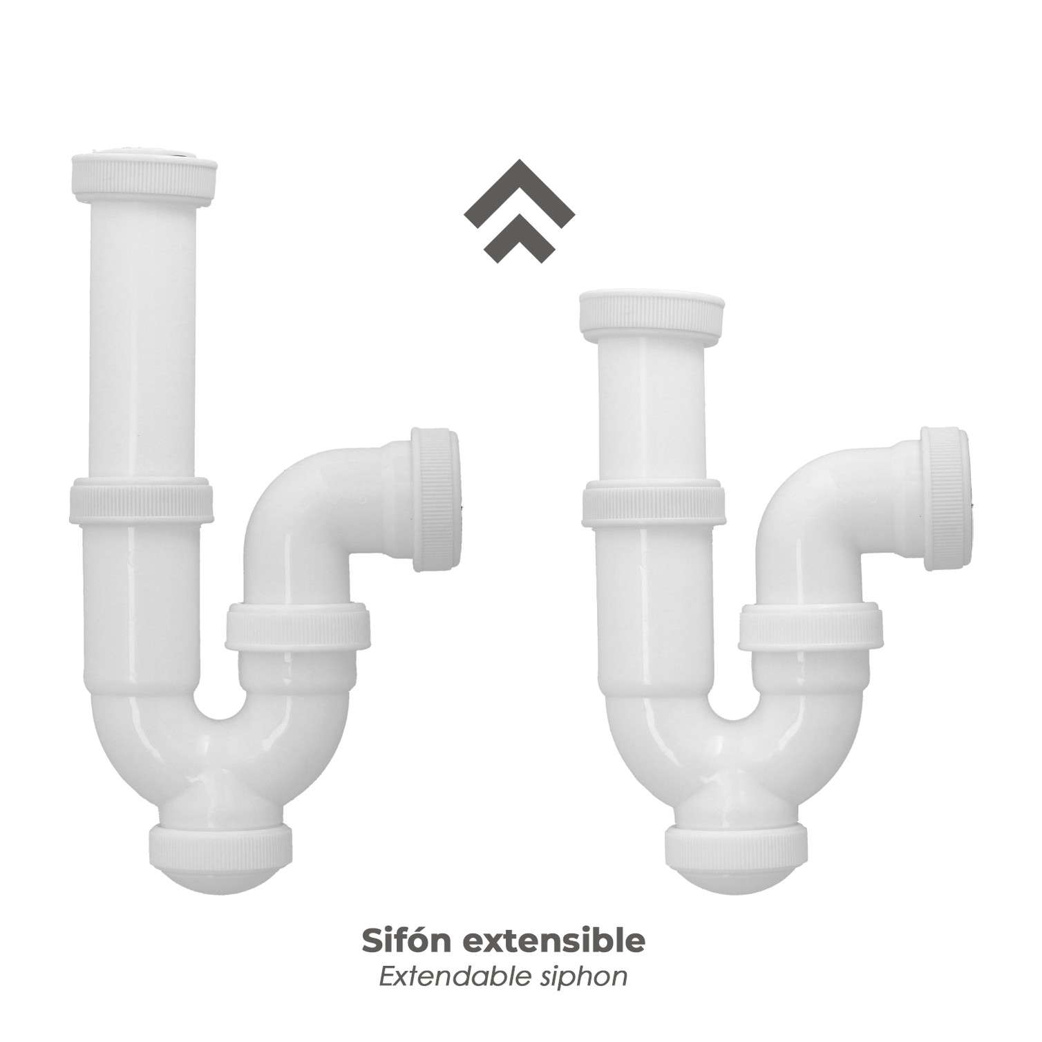 Sifon Curvo ExtensibleTuerca Loca 1 1/2" Ø 40 Mm
