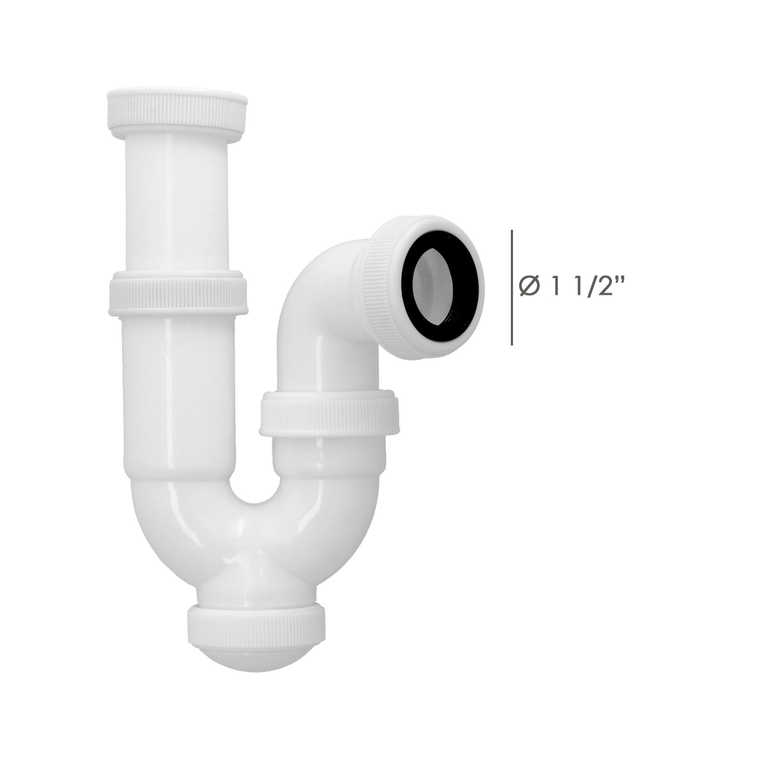 Sifon Curvo ExtensibleTuerca Loca 1 1/2" Ø 40 Mm
