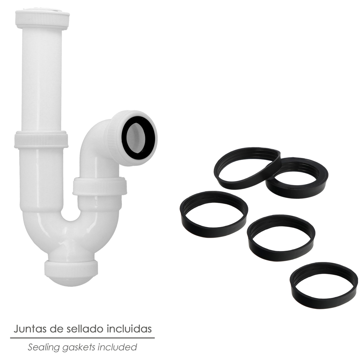 Sifon Curvo ExtensibleTuerca Loca 1 1/2" Ø 40 Mm