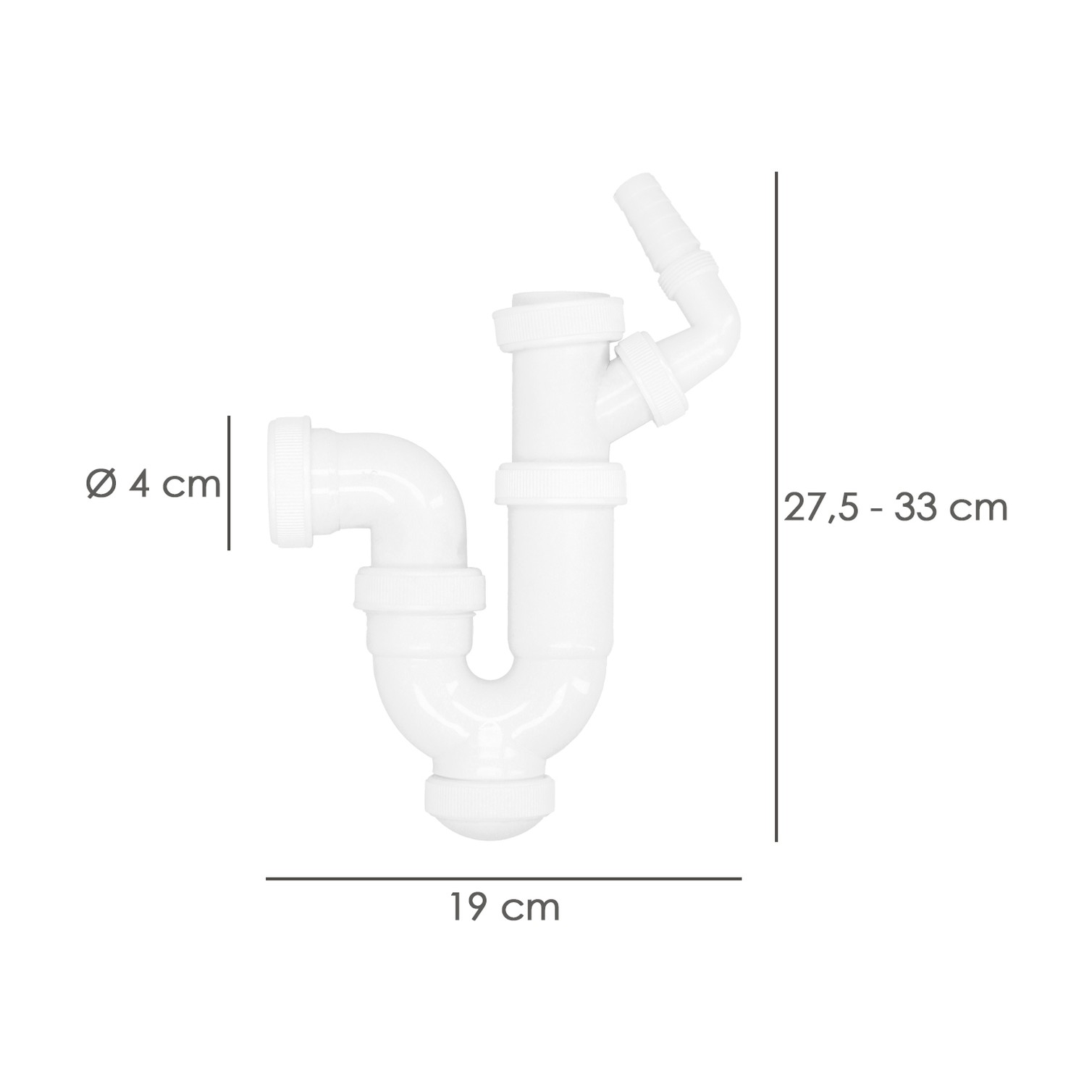Sifon Curvo Extensible Con Toma Lavadora 1 1/2" Ø 40 Mm.
