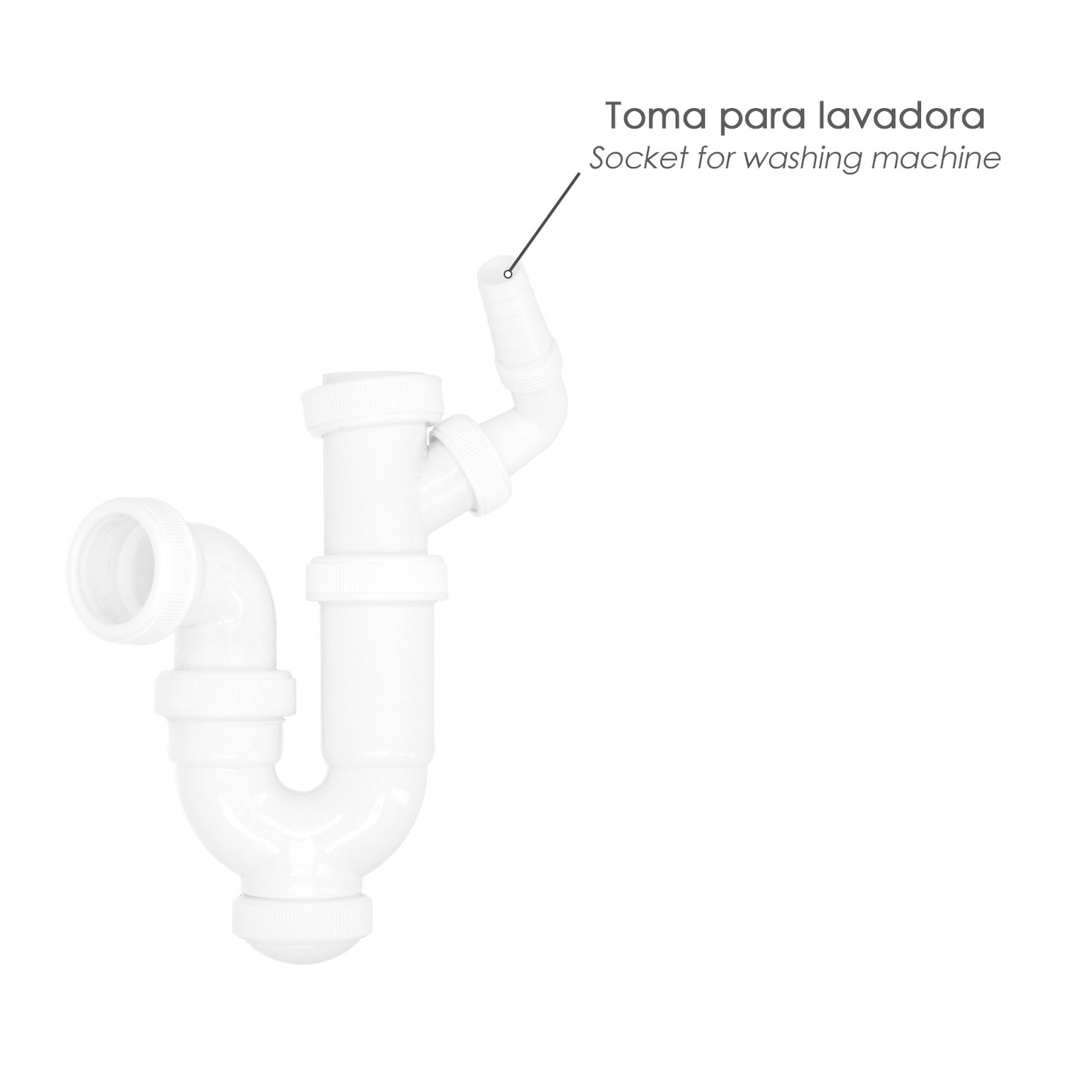 Sifon Curvo Extensible Con Toma Lavadora 1 1/2" Ø 40 Mm.