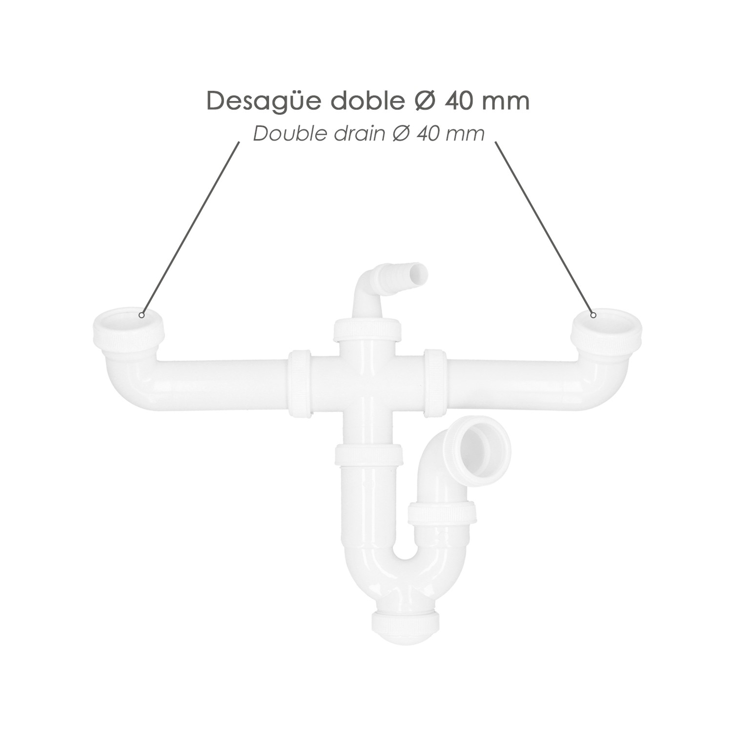 Sifon Doble Con Doble Evacuacion 1 1/2" Ø 40mm