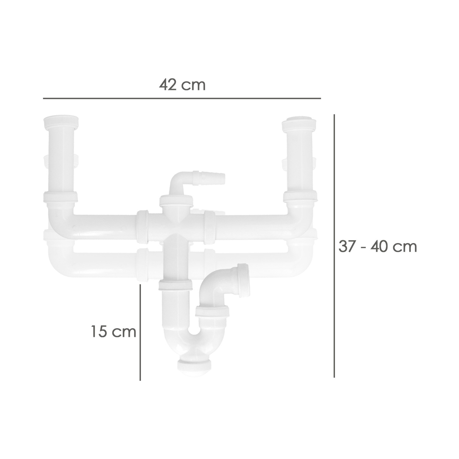 Sifon Doble Extensible Con Dos Evacuaciones 1 1/2" Salida De Ø 40 Mm