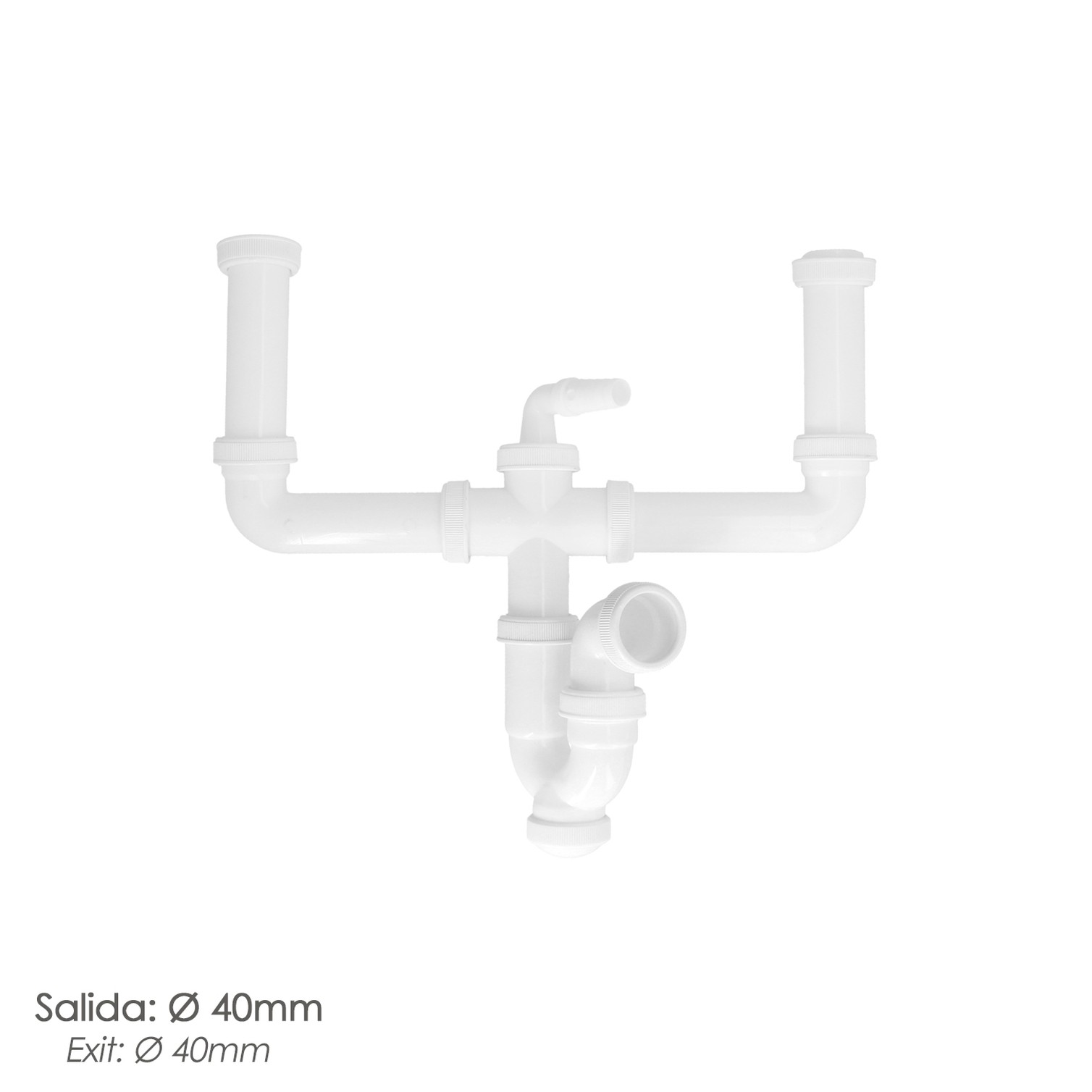 Sifon Doble Extensible Con Dos Evacuaciones 1 1/2" Salida De Ø 40 Mm