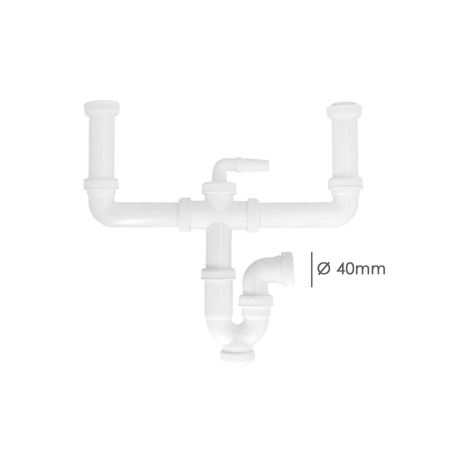 Sifon Doble Extensible Con Dos Evacuaciones 1 1/2" Salida De Ø 40 Mm