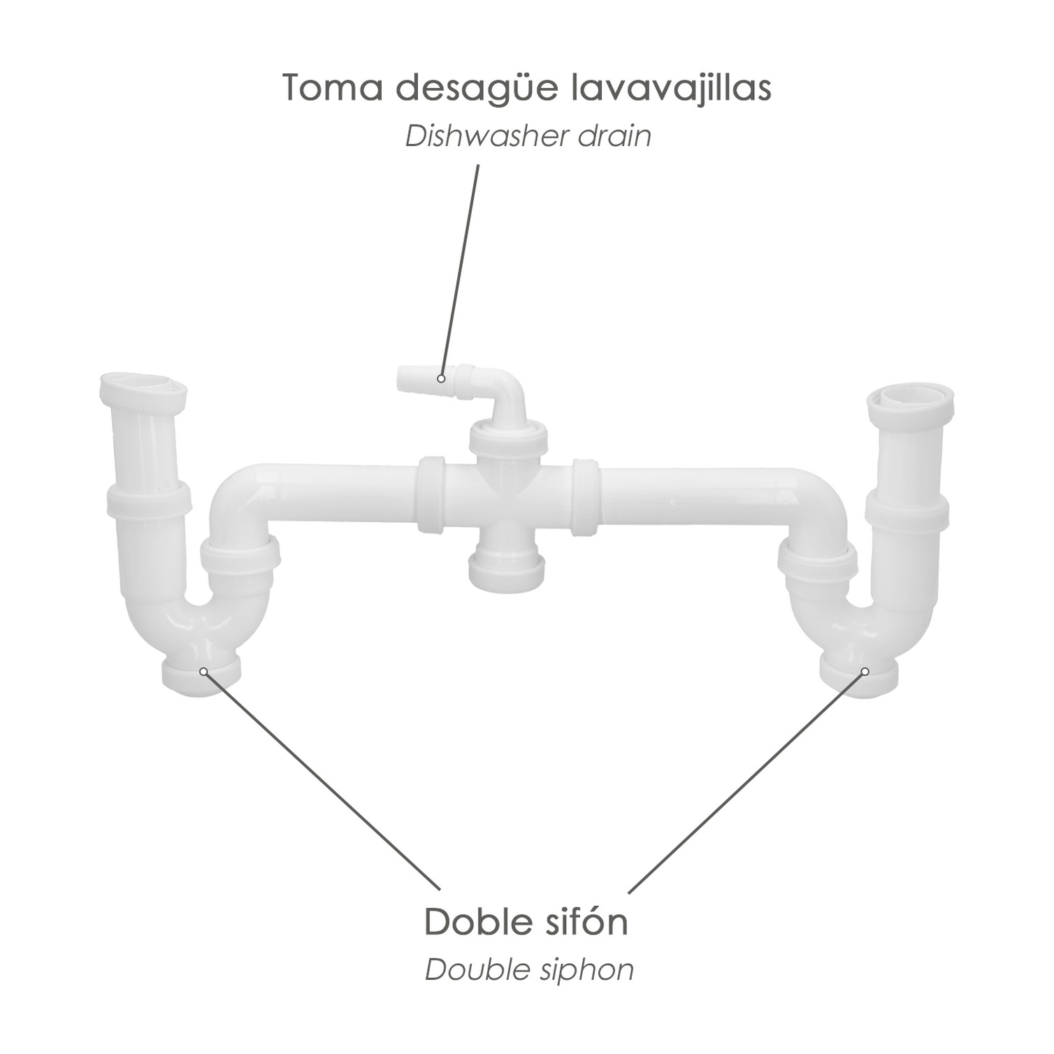 Sifon Doble Con Racor 1 1/2" Salida Ø 40 Mm Extensible
