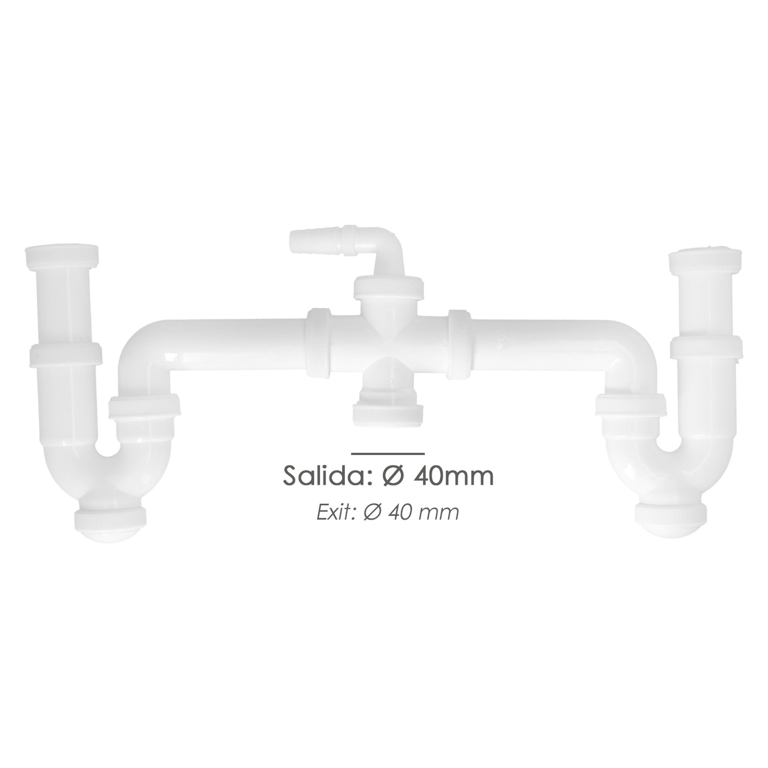 Sifon Doble Con Racor 1 1/2" Salida Ø 40 Mm Extensible