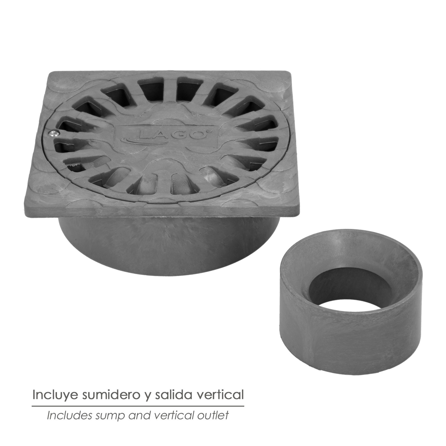 Sumidero Sifónico Pvc 25x25 cm. Salida De Ø 90 / 110 mm. desagüe, Desaguadero, Tragadero, Alcantarilla,