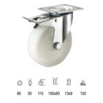 Rueda Industrial Nylon Placa con freno 80mm [+2 variaciones de diametro mm Disponibles]