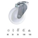 Rueda Industrial Nylon Pasante 80mm [+2 variaciones de diametro mm Disponibles]