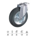 Rueda Industrial Goma Negra Pasante 80mm [+2 variaciones de diametro mm Disponibles]
