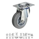 Rueda Industrial Goma Gris Placa 80mm [+2 variaciones de diametro mm Disponibles]