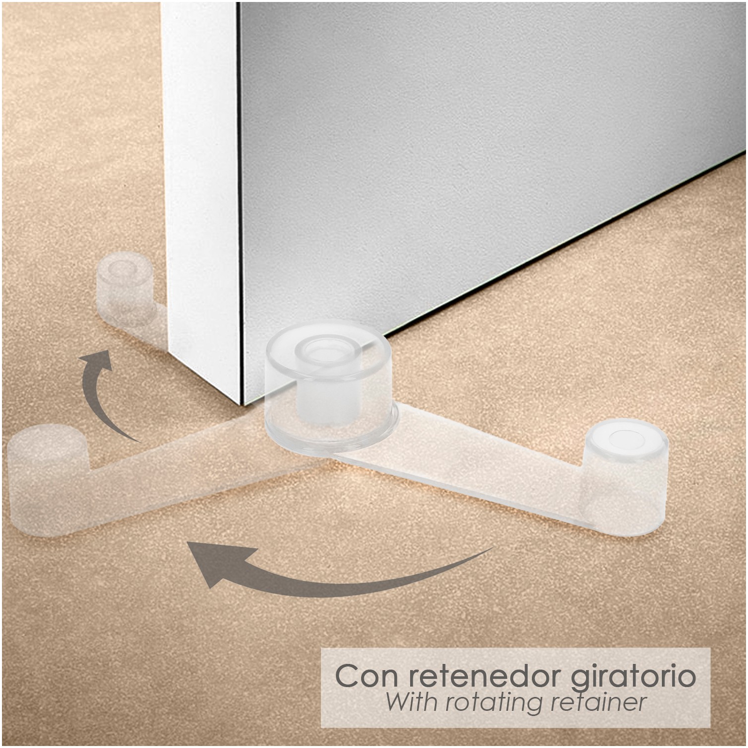 Tope Puerta Adhesivo con Retenedor Transparente