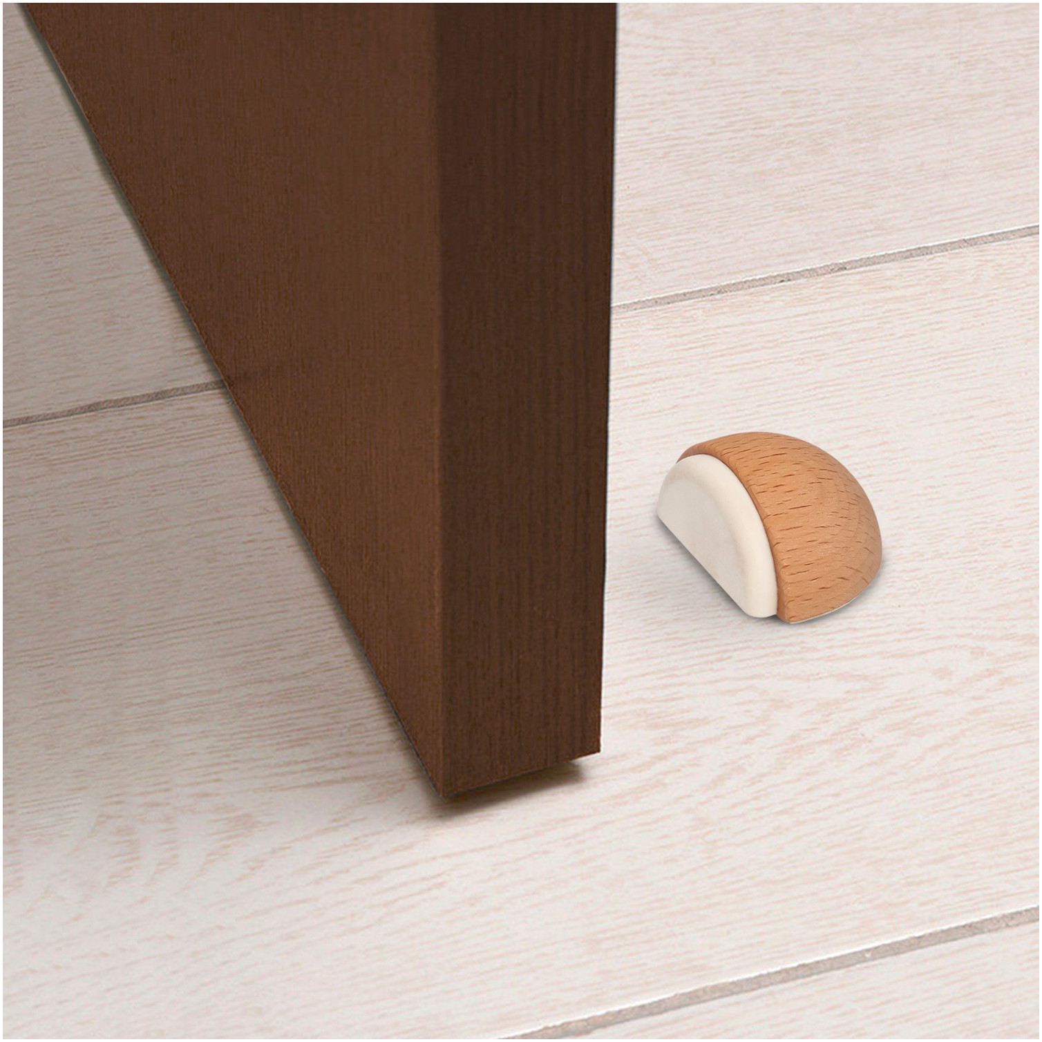 Tope Puerta Adhesivo Madera Media Luna Roble