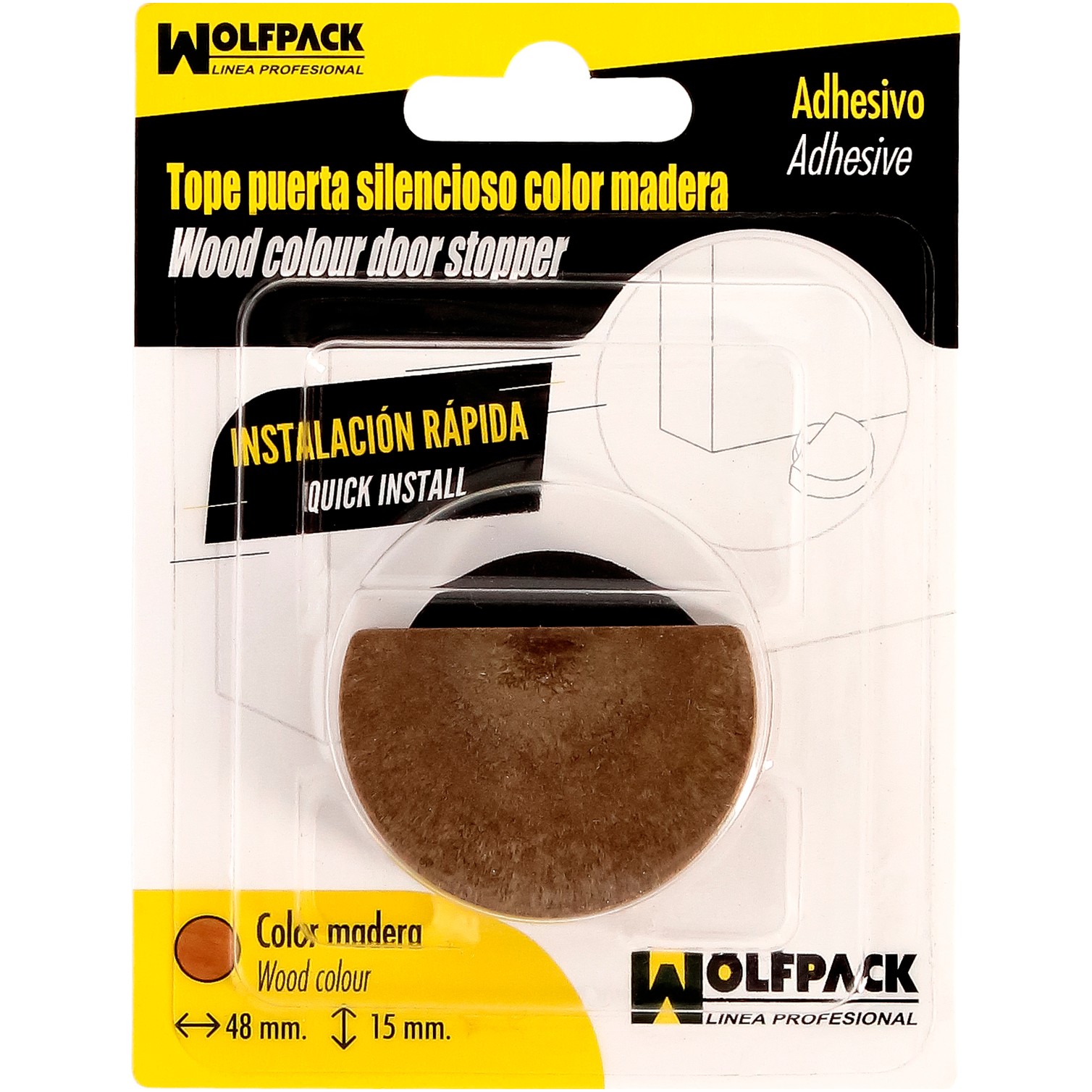 Tope Puerta Adhesivo Silencioso Color Madera