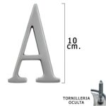 Letra Metal "A" Plateada Mate 10 cm. con Tornilleria Oculta (Blister 1 Pieza)