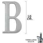 Letra Metal "B" Plateada Mate 10 cm. con Tornilleria Oculta (Blister 1 Pieza)
