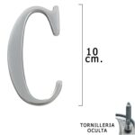 Letra Metal "C" Plateada Mate 10 cm. con Tornilleria Oculta (Blister 1 Pieza)