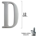 Letra Metal "D" Plateada Mate 10 cm. con Tornilleria Oculta (Blister 1 Pieza)