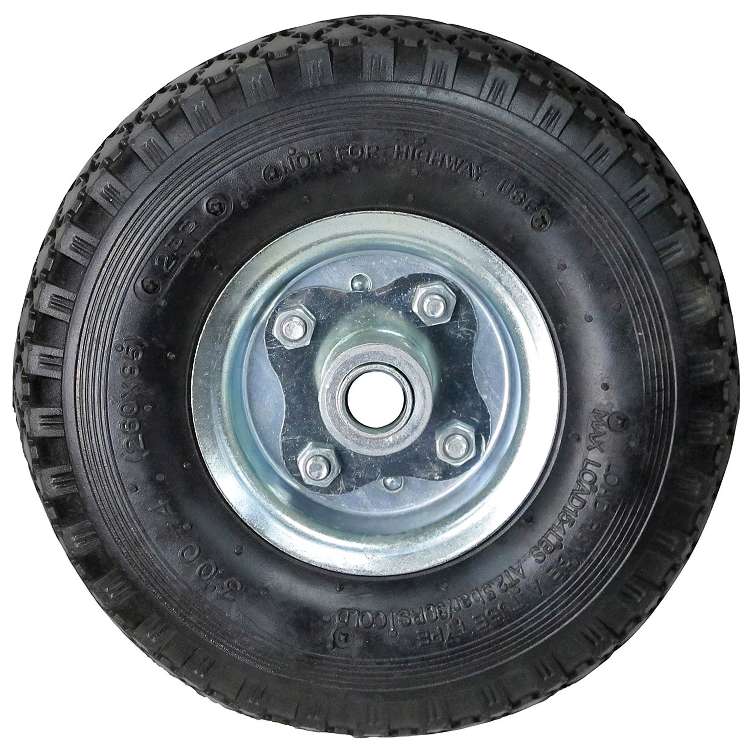 Rueda Carretilla Almacen / Sacos Neumática Llanta Galvanizada Eje Descentrado Ø 20 mm.