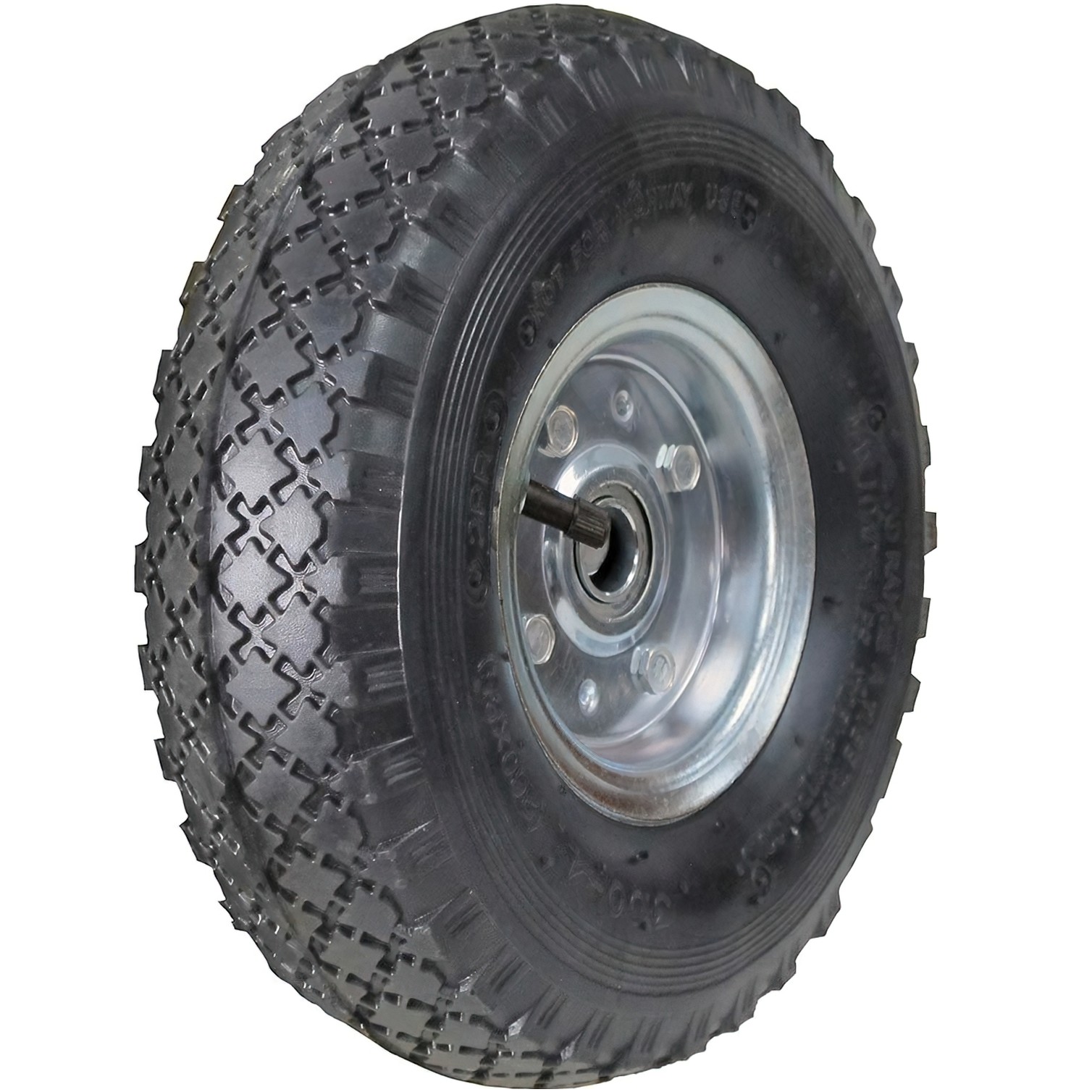 Rueda Carretilla Almacen / Sacos Neumática Llanta Galvanizada Eje Descentrado Ø 20 mm.