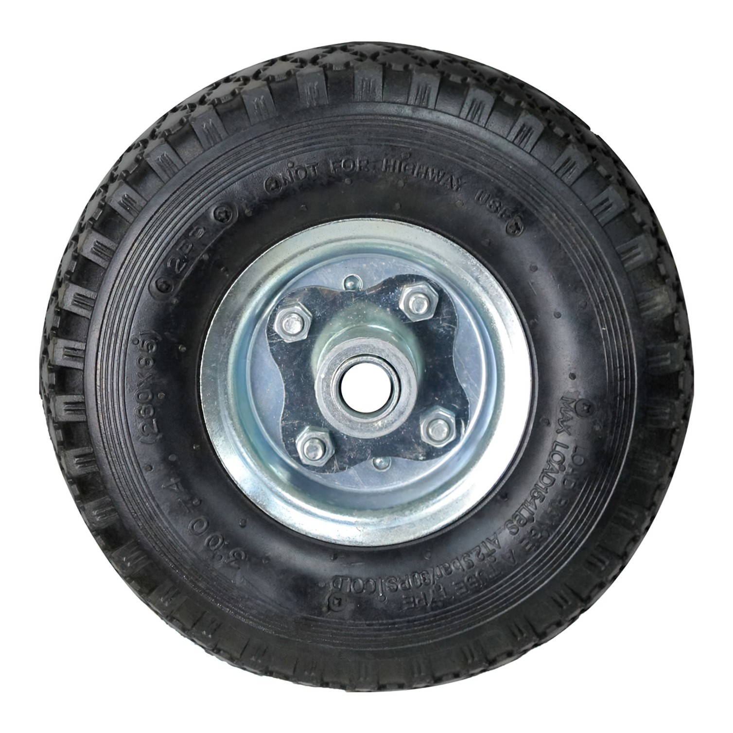 Rueda Carretilla Almacen / Sacos Neumática Llanta Galvanizada Eje Descentrado Ø 20 mm.
