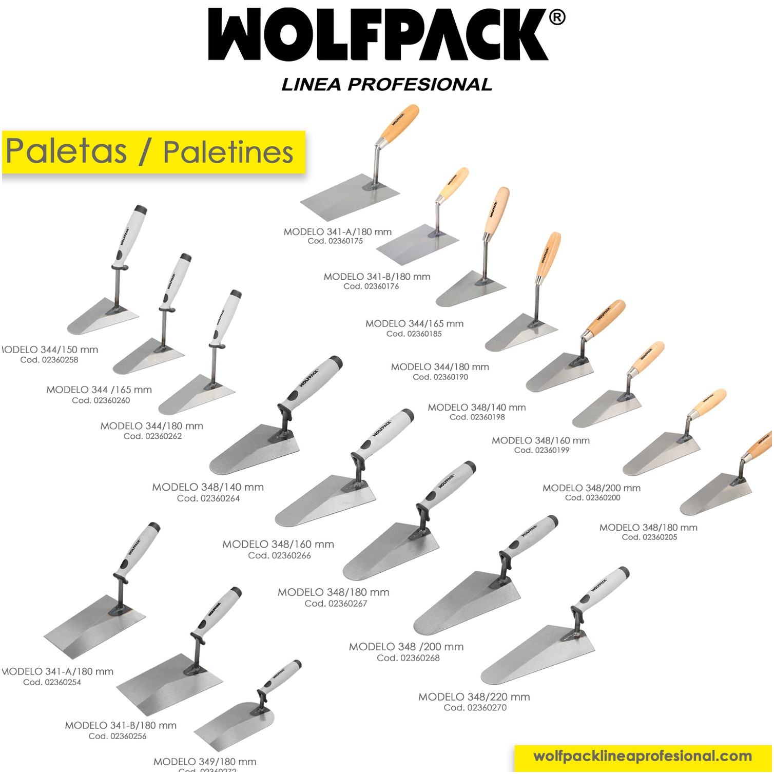 Paleta Wolfpack Plus Mango de Goma 348 220 mm.