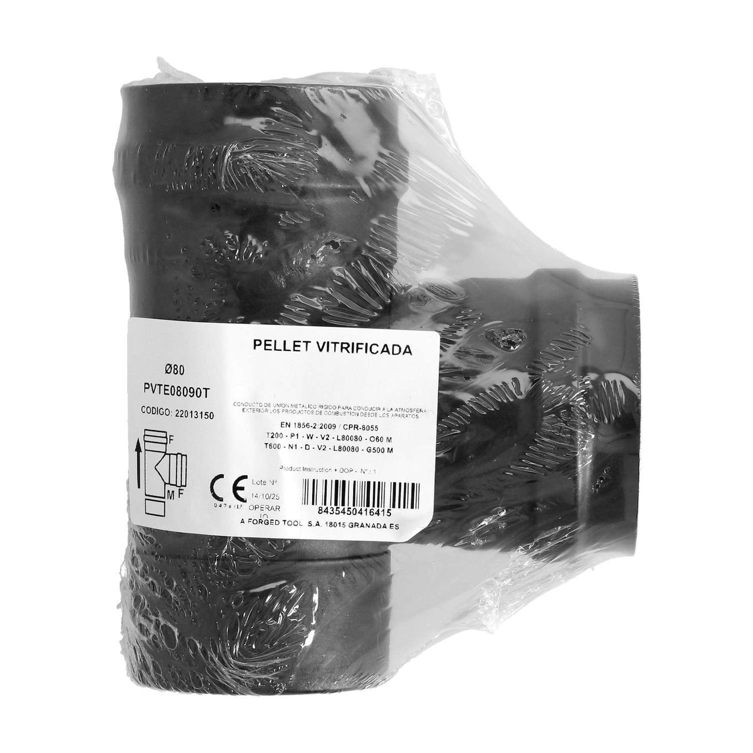 Te con Tapa Estufa Pellet Vitrificado Ø80 Mm 90°