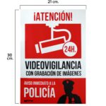 Cartel Alarma Conectada Aviso a Policia 21x 30 (Alt.) cm.