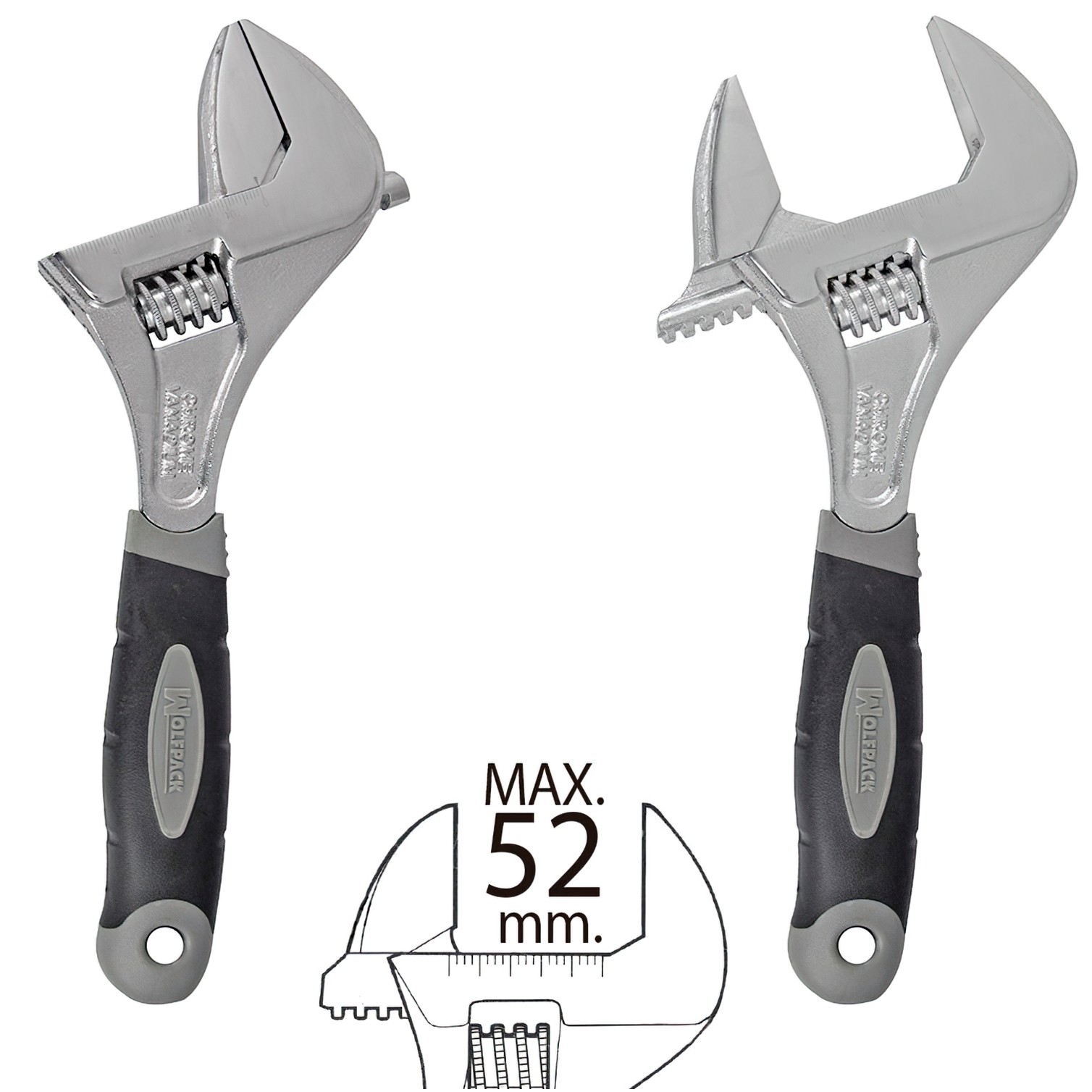 Llave Ajustable Gran Apertura 52 mm. medida 10"
