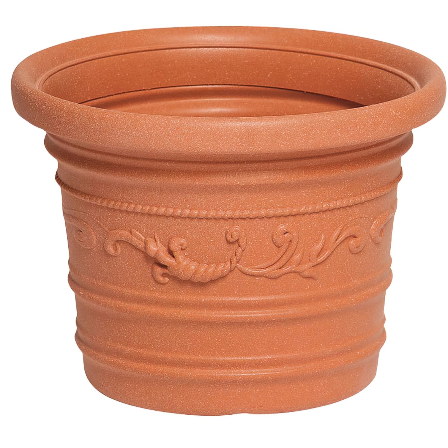 Saturnia Macetero Resina Redondo, Color Terracota, Resistente, Ideal Exterior, 40 Cm Diametro.