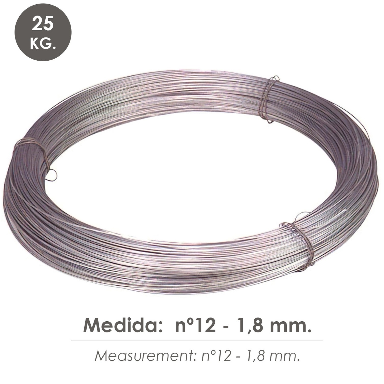 Alambre Galvanizado Rollo 25 Kg. Nº 12 - 1,8 mm.