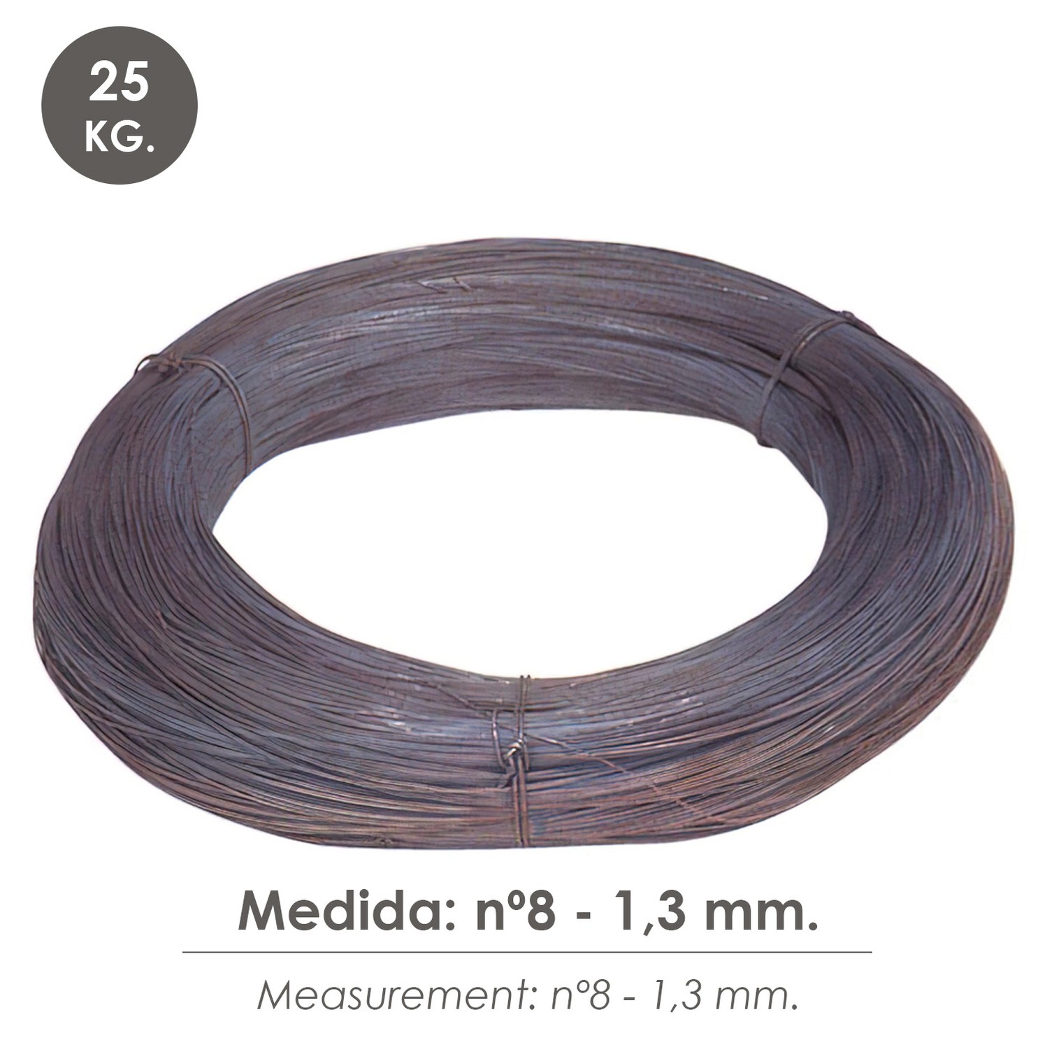 Alambre Recocido Rollo 25 kg. Nº8 - 1,3 mm.