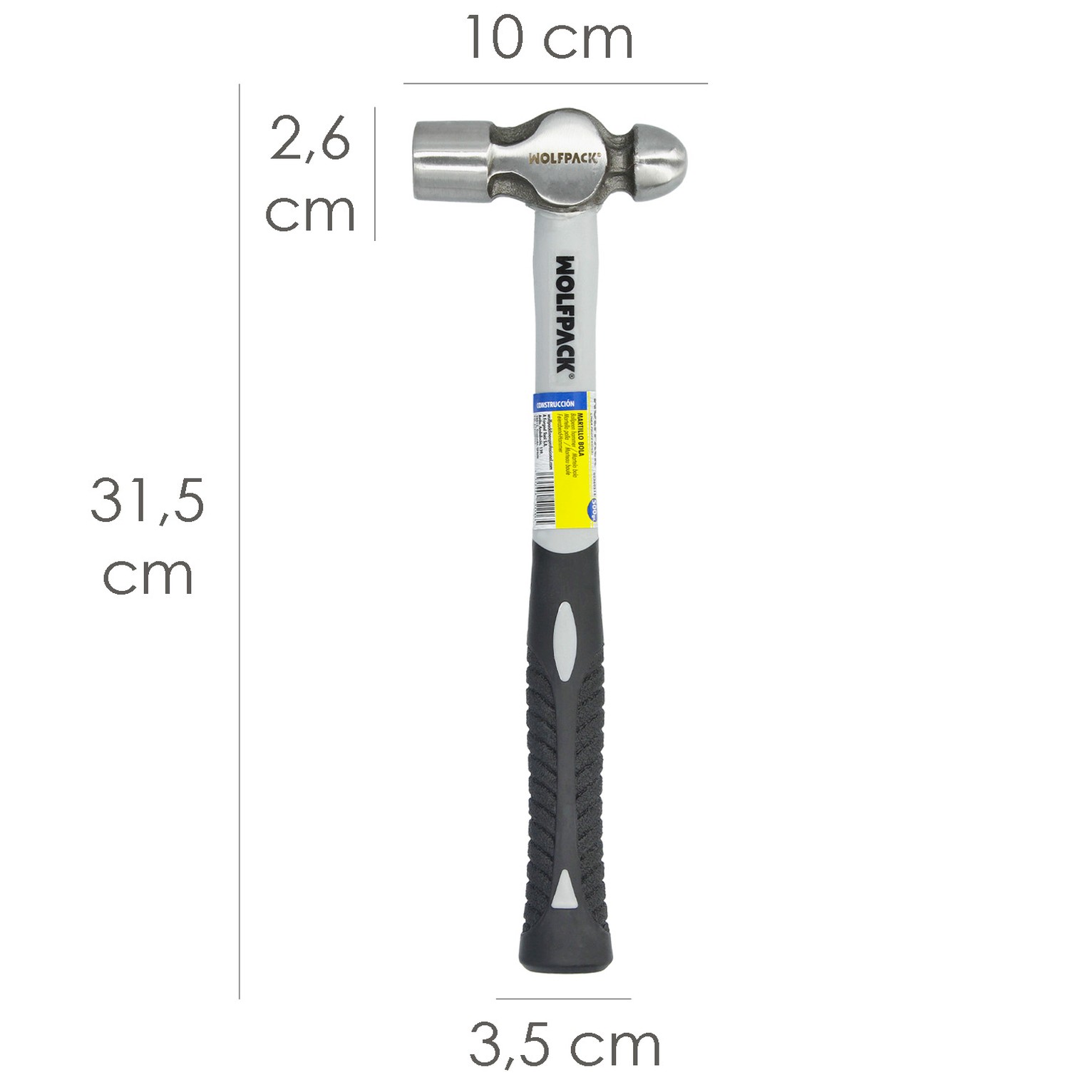 Martillo Bola 500 Gramos Mango Fibra Vidrio