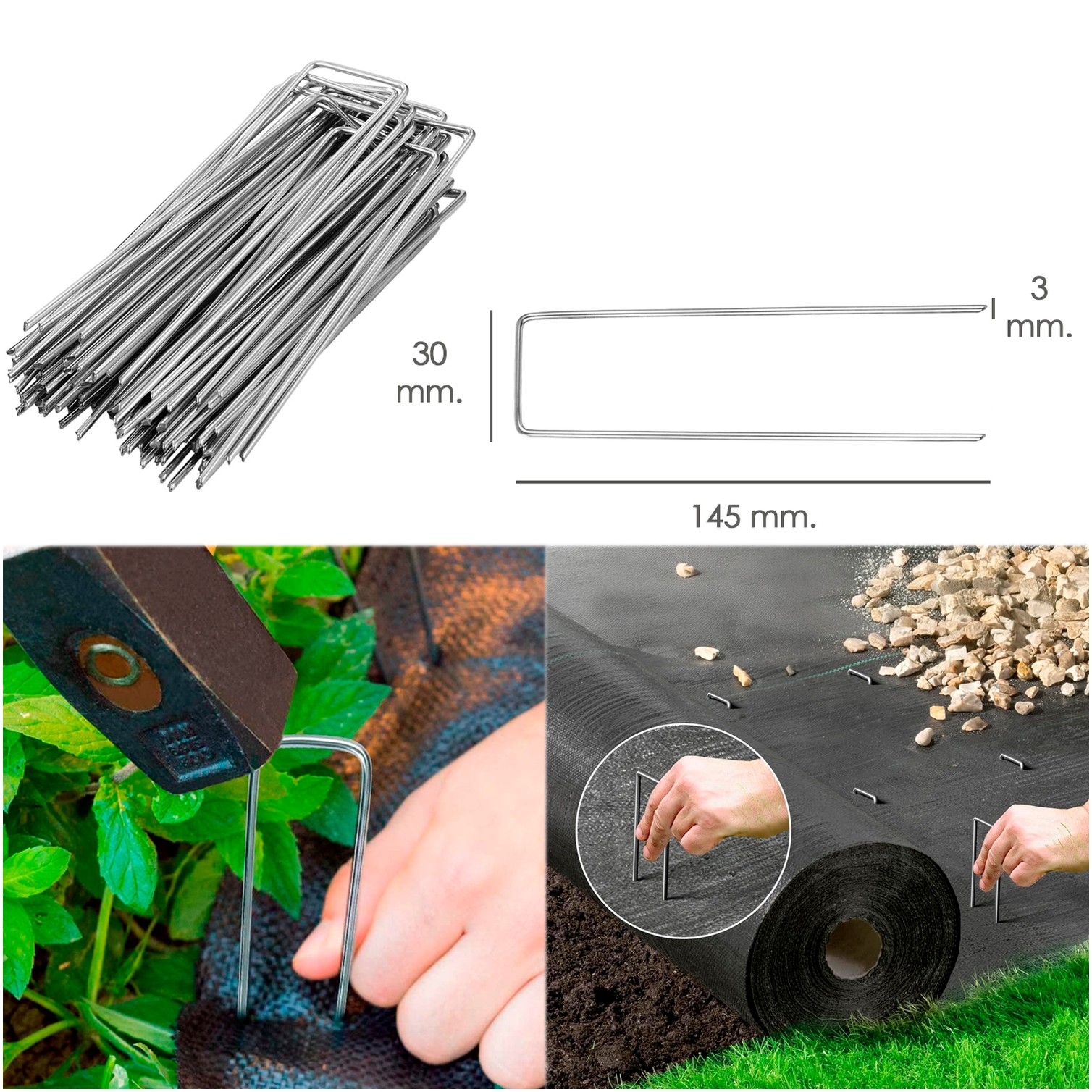 Grapa Metálica Para Fijacion Mallas y Cesped (20 Piezas)