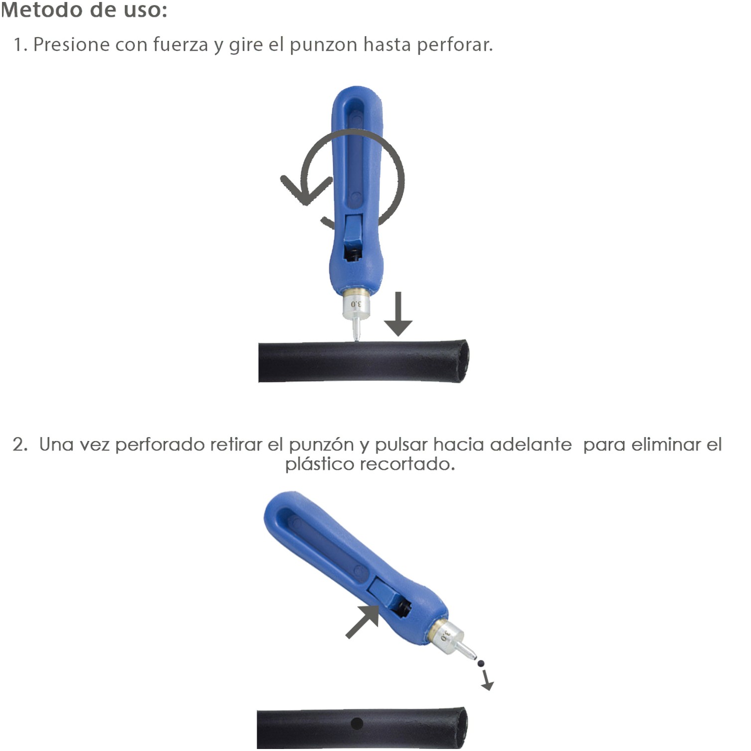 Punzon Para Tubos de Riego / Goteros / Goteos Ø 3 mm.
