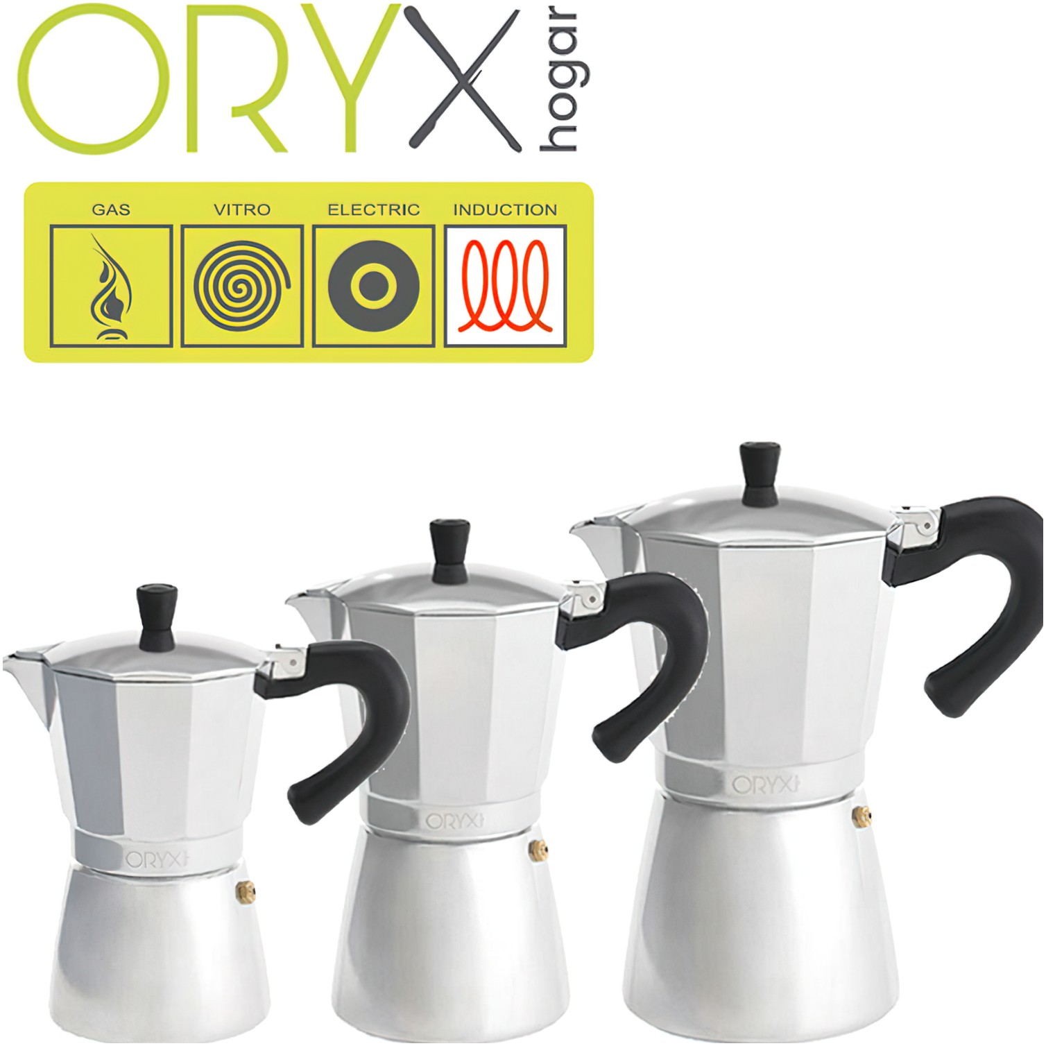 Cafetera Inducción Aluminio 6 Tazas (300 Ml.)