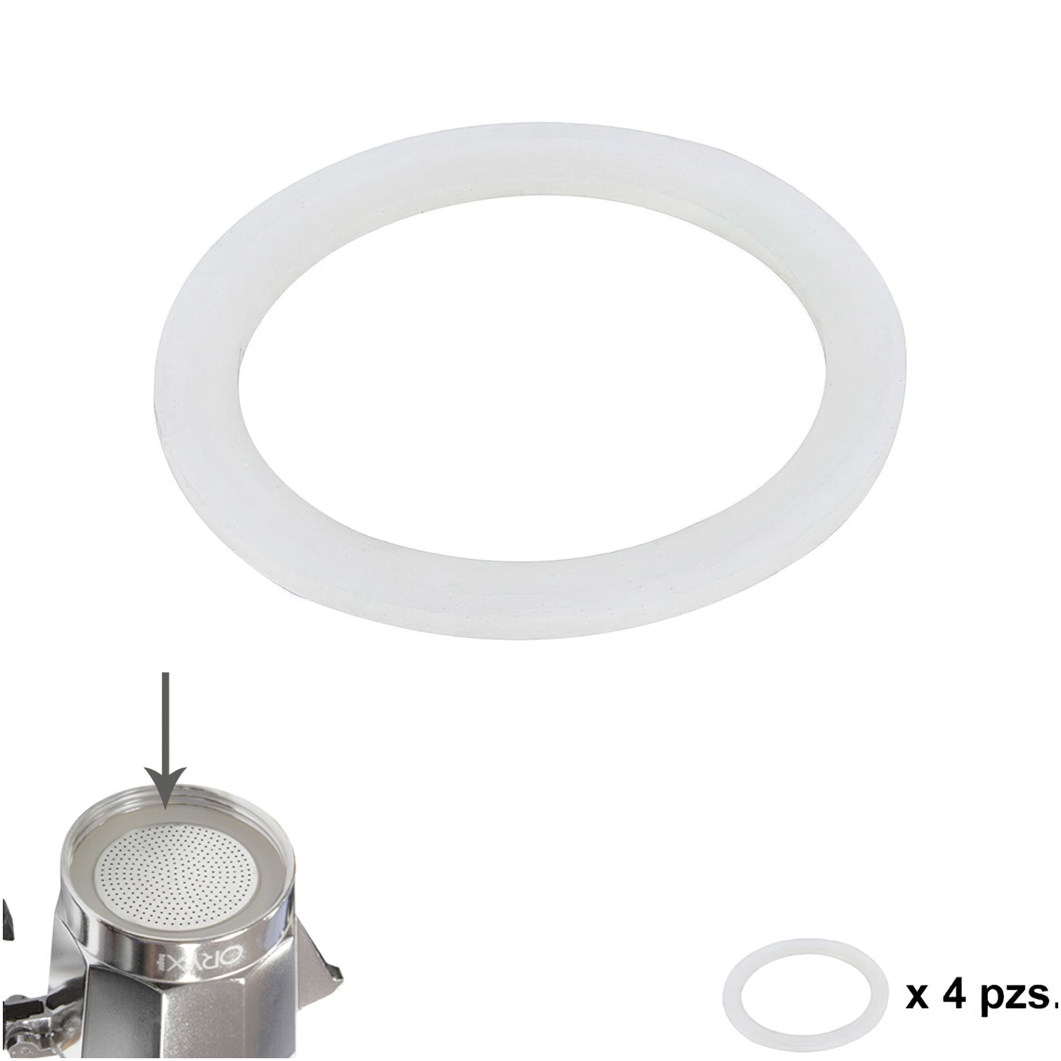Junta Goma Silicona Cafetera Aluminio Classic / Inducción 2 Tazas (4 Unidades)
