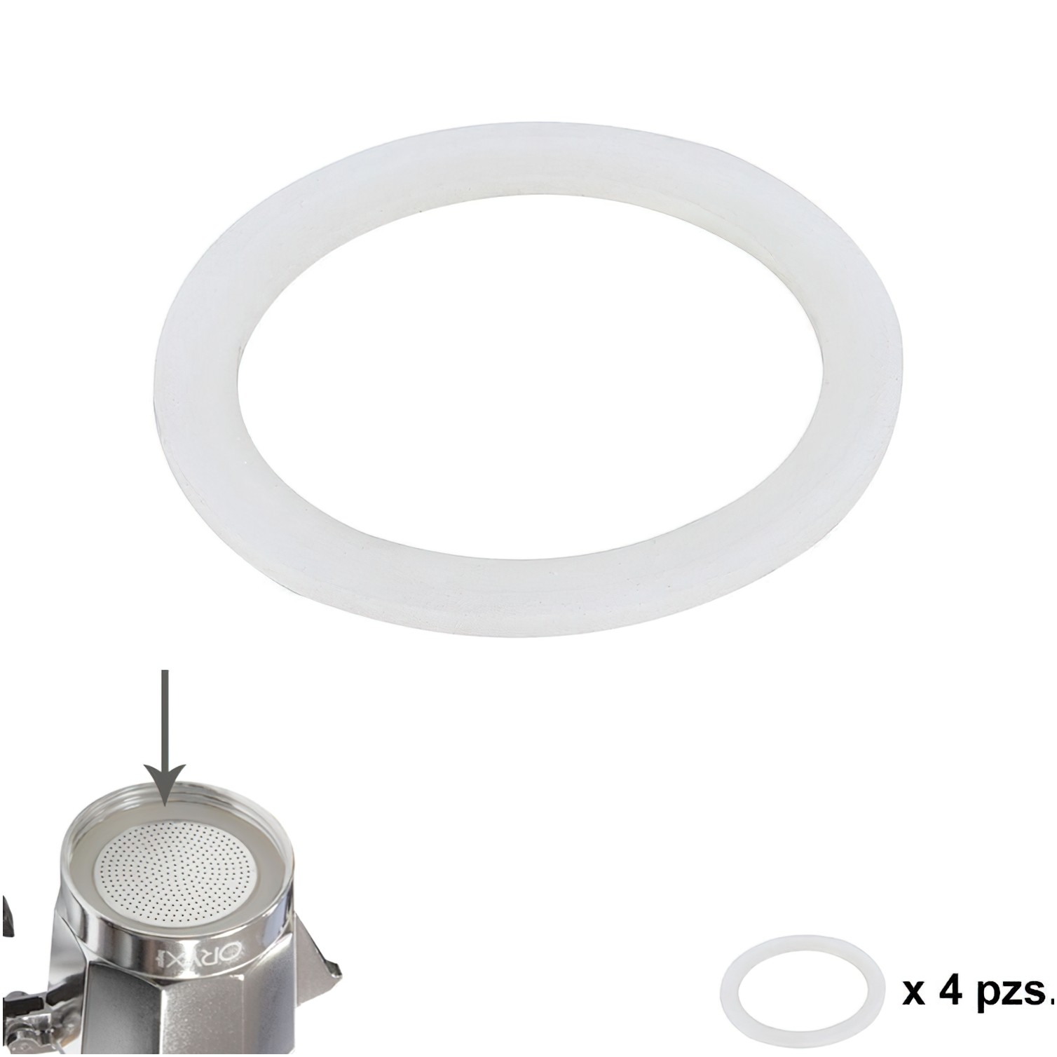 Junta Goma Silicona Cafetera Aluminio Classic / Inducción 12 Tazas (4 Unidades)