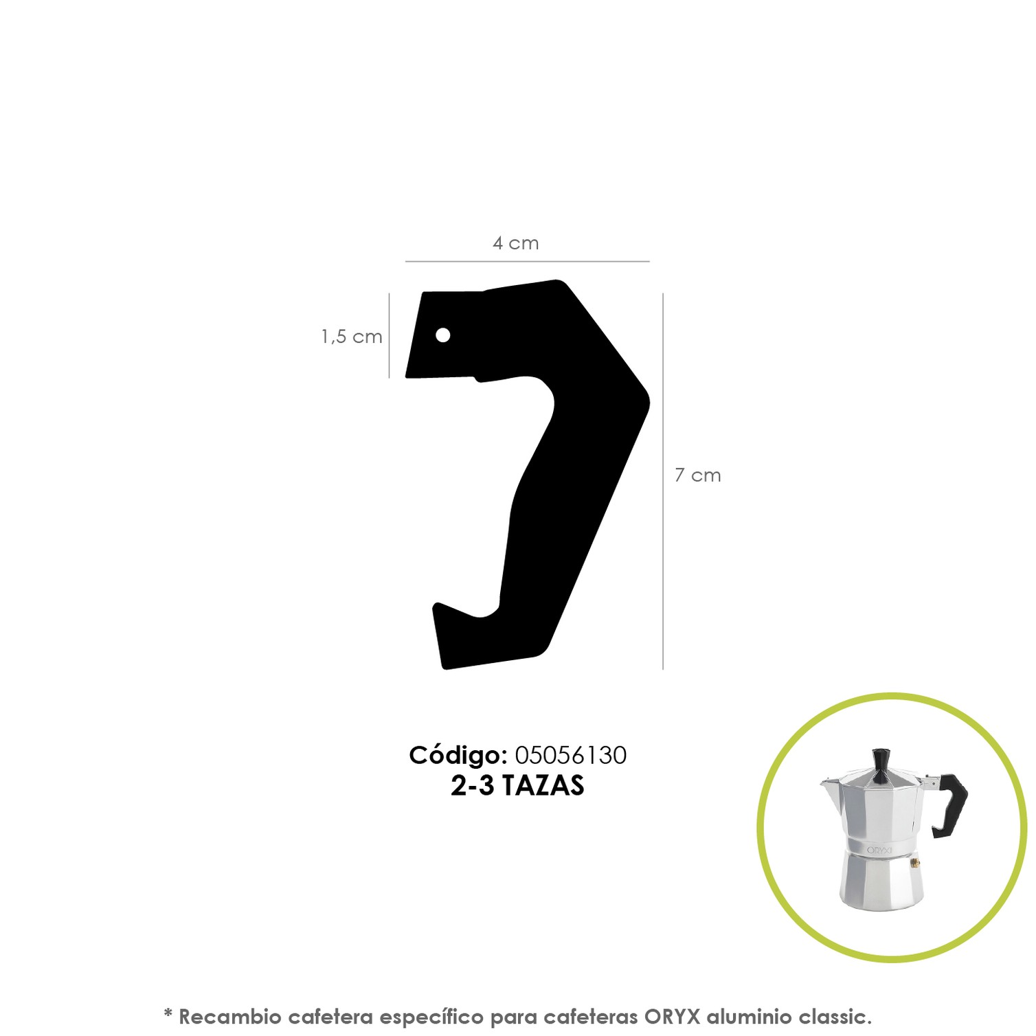 Mango Cafetera Alumino Classic 2 y 3 Tazas
