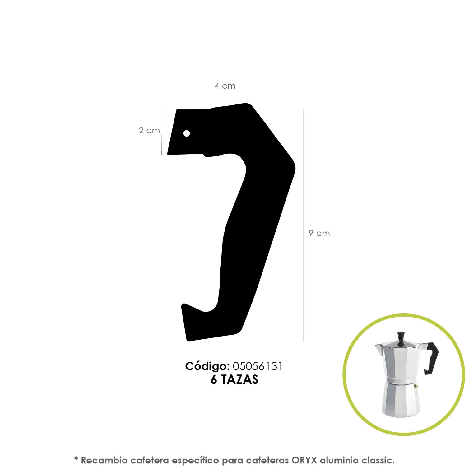 Mango Cafetera Alumino Classic 6 Tazas