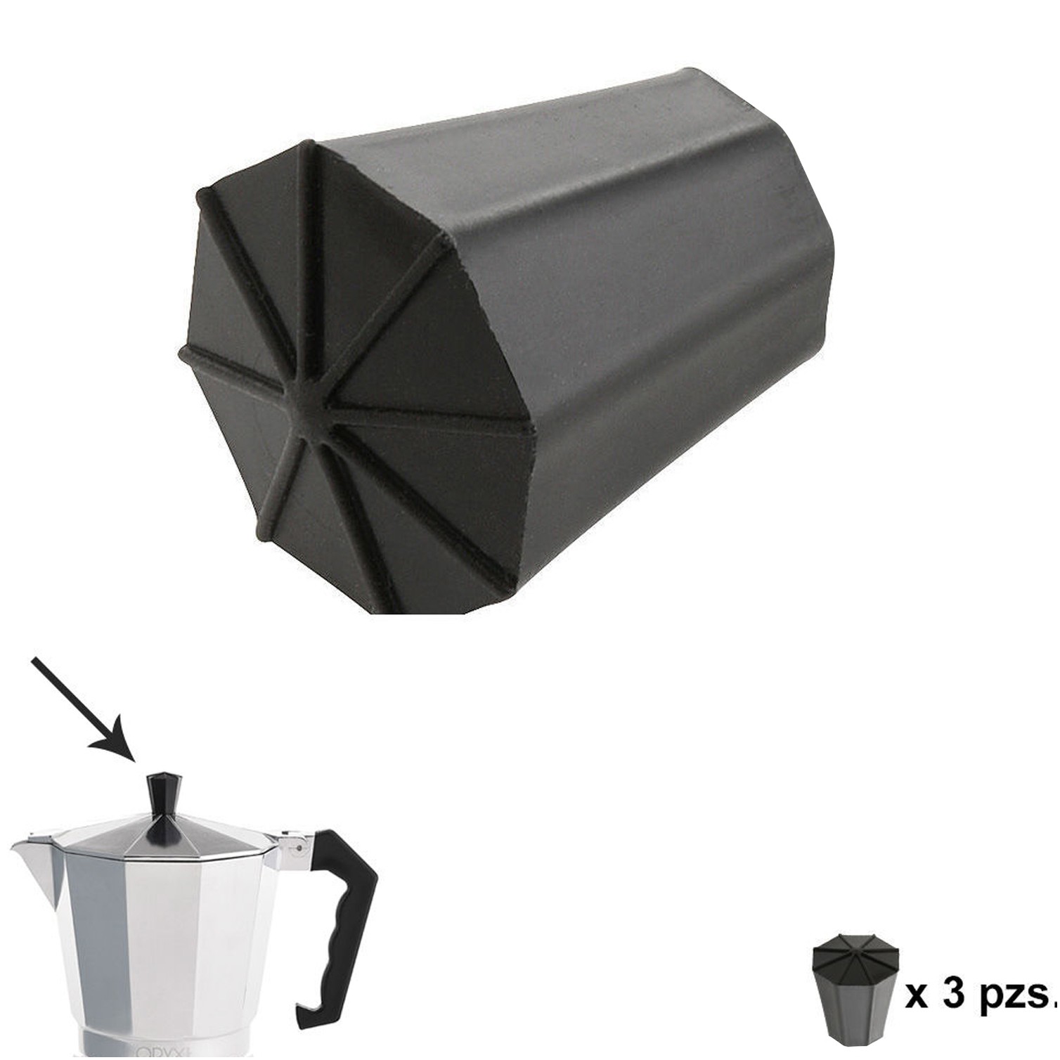 Pomo Cafetera Aluminio Classic 2 / 3 / 6 / 9 y 12 tazas (3 piezas)