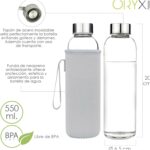 Botella Agua Cristal 550 ml. Funda Neopreno con Asa. Sin BPA