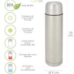 Termo Liquidos, Capacidad 1 Litro, Libre BPA, Acero Inoxidable, Antigoteo