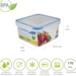 Recipiente Hermetico Plastico Cuadrado 170 ml. 8.5x8.5x5 (Alt.) cm. [+4 variaciones de Medida Disponibles]