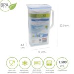 Jarra Plastico Cuadrada 1.500 ml. 11 x 6.5 x 22.5 (alt) cm.
