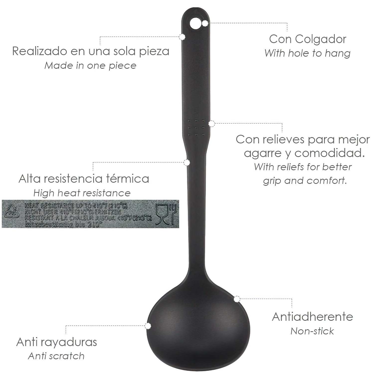 Cucharon Servir Cocina Nylon Basic 32 x 9.5 cm.