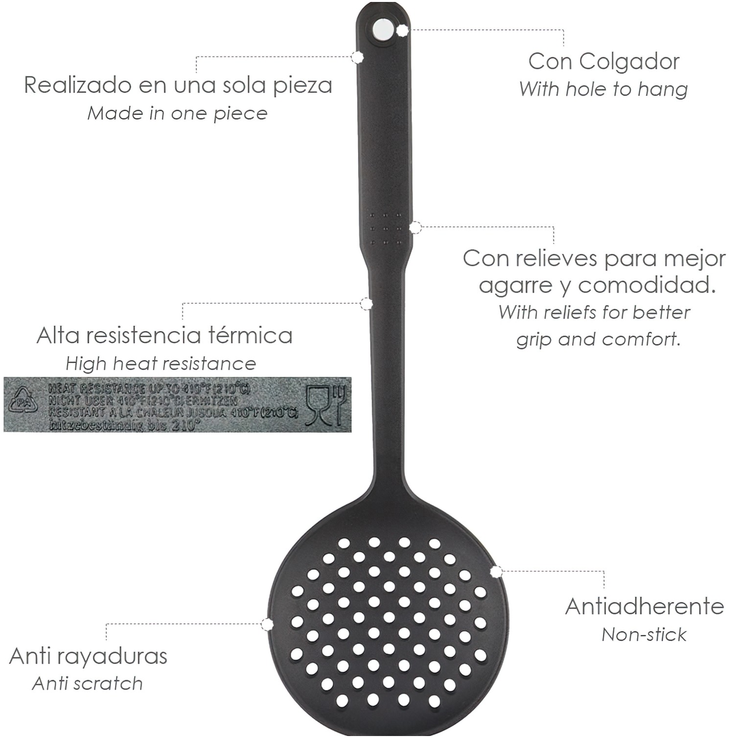 Espumadera Cocina Nylon Basic 33,5 x 11 cm.