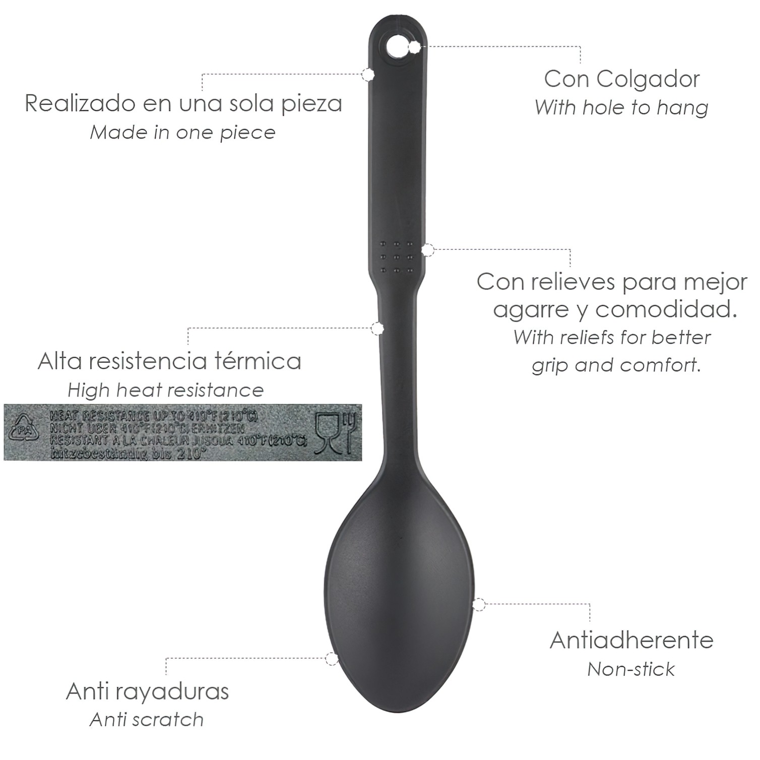 Cuchara Cocina Nylon Basic 30,5 x 7 cm.