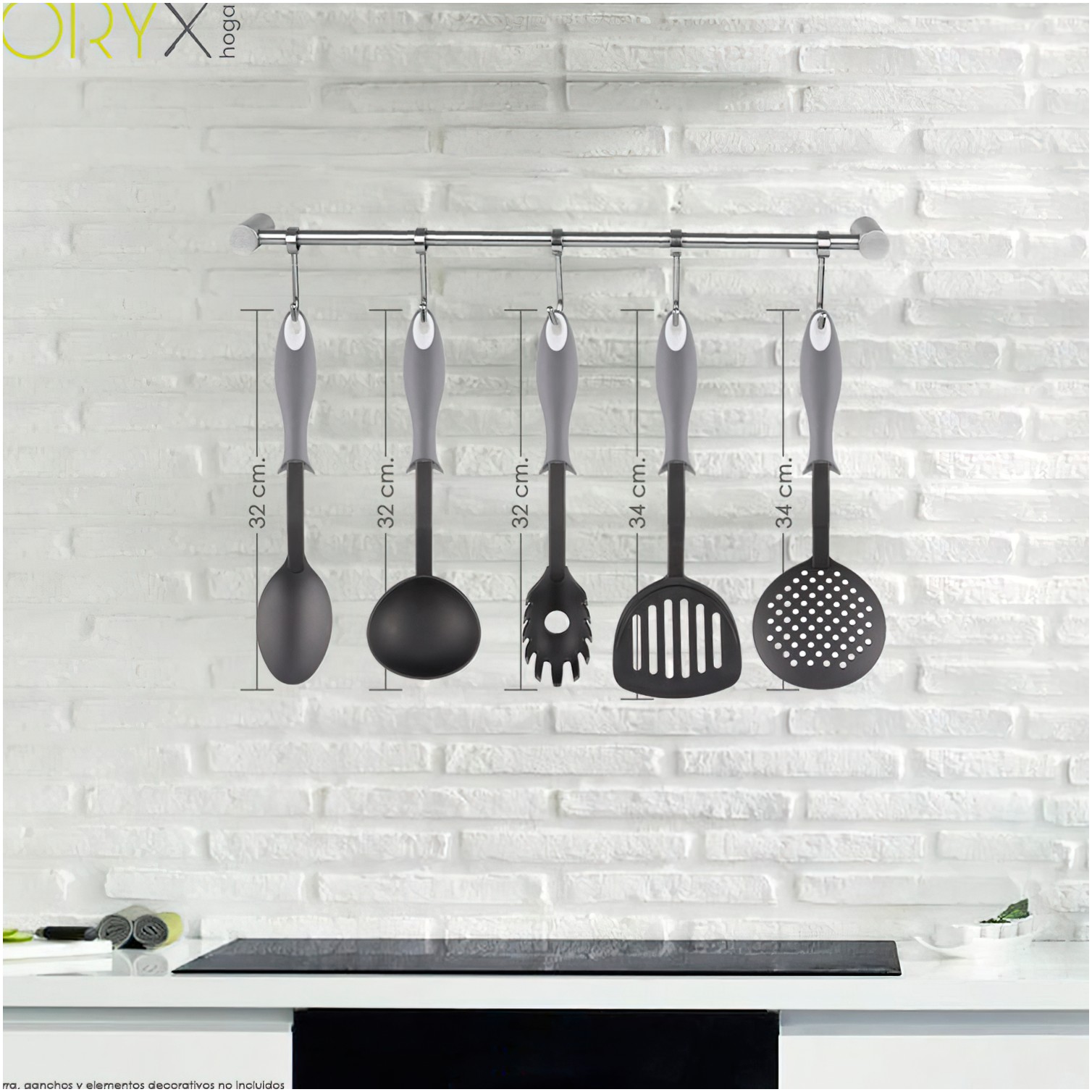 Cuchara Servir Cocina Nylon Con Mango Antigotas Engomado 32,5x6cm
